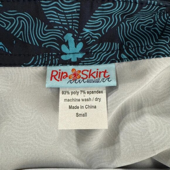 Ripskirt Hawaii Wrap Skirt Coverup Small Blue Floral Polyester Spandex SS-1716 - Picture 6 of 7